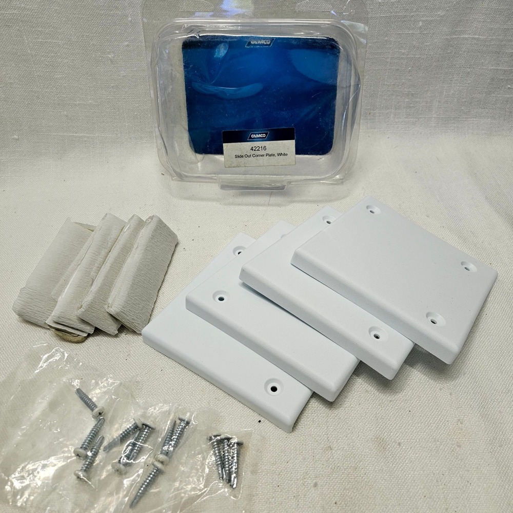 Camco Slide Out Corner Plate 42216‎ White RV Motorhome 4-Pack Replacement Kit